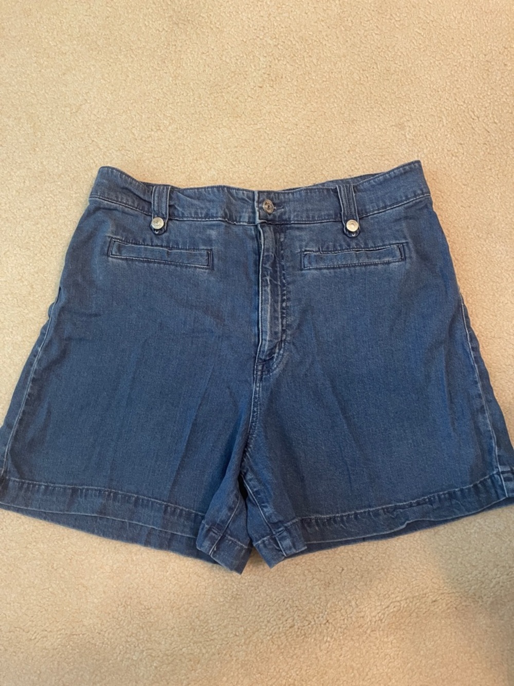 Sam Edelman Dark Blue Denim High-Rise Shorts